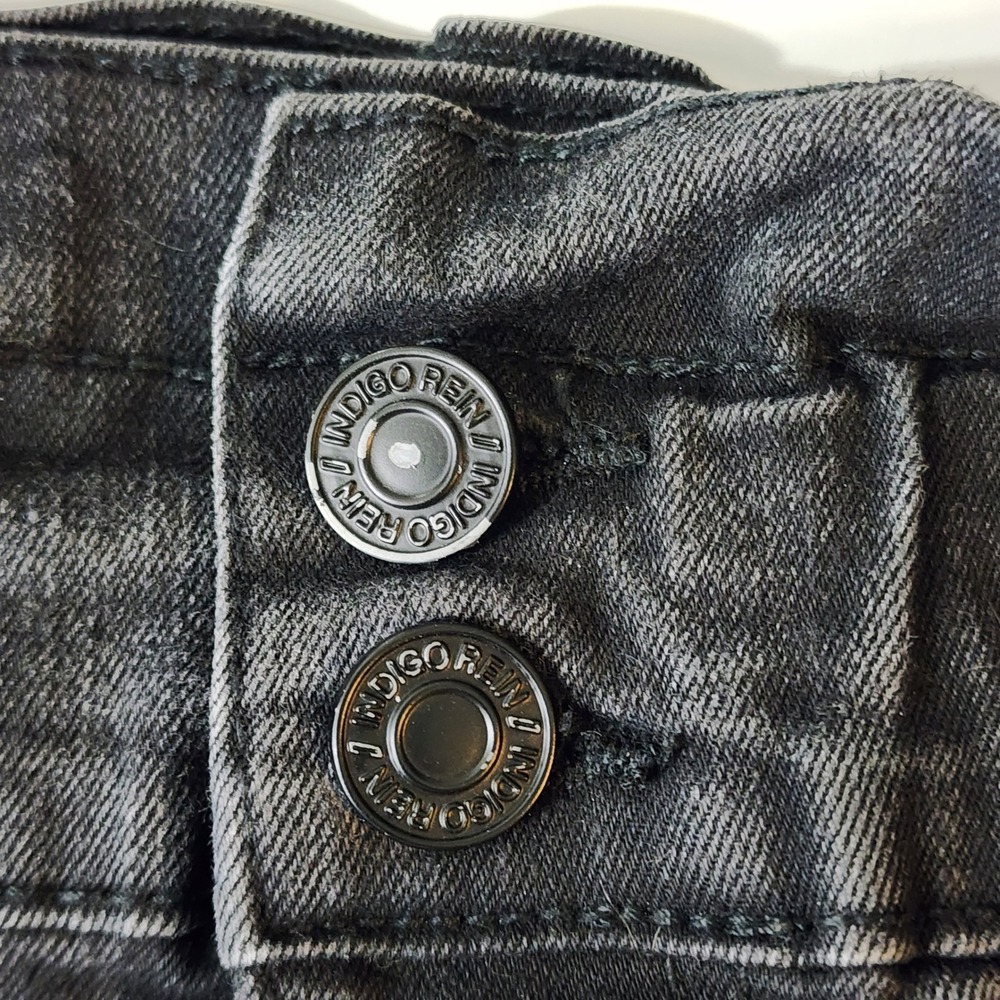 Indigo Rein Denim Shorts 9 Black High Rise Edgy Boho Acid‎ Wash Grunge Festival - Picture 3 of 7